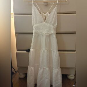 White Halter Dress with Embroidered Details